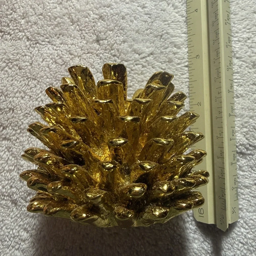 Golden Pinecone Taper Candleholders